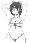  aoi_minamo armpits arms_up bangs bikini blush bow breasts highleg highleg_bikini hirokawa_kouichirou lipstick micro_bikini minamo_aoi monochrome navel nipples pussy rd_sennou_chousashitsu real_drive sweat swimsuit 