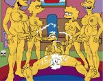 breast_grab breasts bukkake couch cum futanari intersex lisa_simpson maggie_simpson marge_simpson masturbation nude patty_bouvier penis rug selma_bouvier smile the_fear the_simpsons yellow_skin