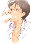 2boys cum cum_on_face facial fellatio hickey male male_only neon_genesis_evangelion oral penis shinji_ikari white_penis