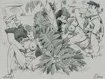  2002 barney_rubble betty_rubble breast_grab breasts fellatio fred_flintstone hanna-barbera julius_zimmerman_(artist) missionary monochrome oral penis the_flintstones wife_swap wilma_flintstone 