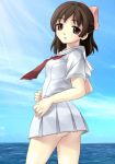  1girl aoi_minamo ass bad_id brown_hair kimishima_ao kimishima_junsei no_panties rd_sennou_chousashitsu real_drive red_eyes school_uniform serafuku short_dress solo 