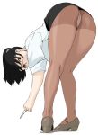  1girl alternate_hairstyle ass bent_over big_ass holon jet_(angelravishment) jinroku pen rd_sennou_chousashitsu real_drive white_background 