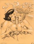  2002 betty_rubble fred_flintstone hanna-barbera julius_zimmerman_(artist) monochrome the_flintstones wilma_flintstone 