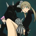  1girl androgynous ass ass_grab bald black_dress black_eyes black_skin blonde_hair blush bottomless chrona_makenshi cl-55 coat crona_(soul_eater) dark_skin dress erection faceless gauntlets gloves green_eyes long_hair lowres maka_albarn maka_arubaan makenshi_chrona muscle no_panties nude open_mouth penis pink_hair purple_hair pussy ragnarok_(demon_sword) ragnarok_(soul_eater) sex short_hair slender soul_eater spikes striped striped_gloves sweat sweatdrop twintails vaginal x_x 