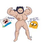 2012 adventure_time animal_ears bear_ears big_breasts black_eyes blonde_hair breasts cat_ears dog dustindemon erect_nipples finn_the_human flex flexing furry hairless_pussy jake_the_dog muscle nipples nude pussy shiny shiny_skin shy smile surprise susan_strong