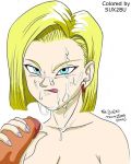 android_18 anime_milf blonde_hair blue_eyes cum cum_on_face dragon_ball dragon_ball_z lazuli_(dragon_ball_z) penis razuri_(dragon_ball_z) zone