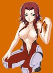 1girl bodysuit breasts code_geass green_eyes kallen_stadtfeld misnon_the_great open_clothes red_hair short_hair solo undressing