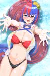 1girl 1girl 1girl absurd_res adapted_costume alear_(female)_(fire_emblem) alear_(female)_(seaside_dragon)_(fire_emblem) alear_(fire_emblem) alluring alternate_costume alternate_hairstyle big_breasts bikini black_bikini black_swimsuit blue_eyes blue_hair cleavage crossed_bangs female_only fire_emblem fire_emblem_engage fire_emblem_heroes halterneck heterochromia high_res long_hair lying multicolored_clothes multicolored_hair nintendo official_alternate_costume official_alternate_hairstyle on_back patty_ojisan ponytail red_bikini red_eyes red_hair red_swimsuit split-color_hair swimsuit two-tone_hair very_long_hair water white_bikini white_swimsuit