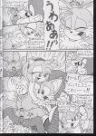  amy_rose comic furry_bomb miles_&quot;tails&quot;_prower mitsuharu_takura monochrome multiple_tails princess_sally rouge_the_bat sally_acorn sega shadow_the_hedgehog sonic sonic_the_hedgehog tail text 