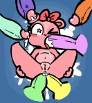 1girl anthro blush cum cum_in_ass cum_in_ear cum_in_mouth furry furry_only giggles giggles_(htf) group_sex happy_tree_friends penis pussy yopy