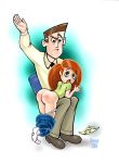 ass bivouac disney father_&_daughter james_timothy_possible kim_possible kimberly_ann_possible over_the_knee pants_down red_ass spanking