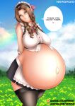 aerith_gainsborough brown_hair final_fantasy green_eyes nerdroid pregnant pregnant_belly pregnant_female