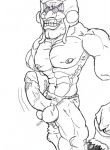  erection f-zero k3rry monochrome muscular samurai_goroh testicles veiny_penis 