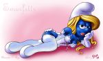  ayvuir_blue blue_skin elbow_gloves lingerie smurfette stockings the_smurfs 