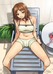  1girl bikini brown_hair cissnei crisis_core crisis_core_final_fantasy_vii erect_nipples final_fantasy final_fantasy_vii kazumi_yoshiyuki kazumi_yosiyuki midriff mizuryu_kei mizuryuu_kei navel shorts solo spread_legs swimsuit tankini tolkemada 