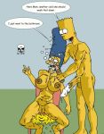 2004 areolae bart_simpson blue_hair breasts english_text marge_simpson nipples penis speech_bubble text the_fear the_simpsons urinating urine