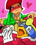 adeleine_(kirby) beret black_hair green_dress imminent_sex king_dedede kirby_(series) kirby_64 painter