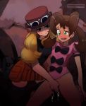 blonde_hair blue_hair bottomless brown_hair dark_skin fingering green_hair nosepass pokemon pokemon_(game) pokemon_xy polyle sana_(pokemon) serena serena_(pokemon) shauna