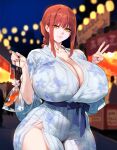  1girl ai_art ai_generated breasts chainsaw_man high_res huge_breasts kimono light-skinned_female light_skin long_hair lucyla makima_(chainsaw_man) massive_breasts outside red_hair stable_diffusion v yellow_eyes 