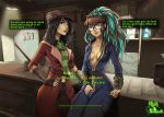 bespectacled breasts bulge cleavage english_text fallout fallout_4 fingernails futanari glasses hizzacked nipples_under_clothes piper_wright text watermark