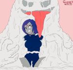 big_breasts breasts cum defeated evil_grin excessive_cum garryswood grin groping hair monster purple_hair rape raven_(dc) scared slime sticky teen_titans tentacle vore