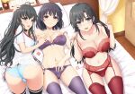 3_girls :d absurd_res alluring areola bangs big_breasts black_hair black_legwear blue_bra blue_eyes blue_panties blush bra bra_pull bra_tug breasts brown_eyes brown_hair butt_crack cleavage clothes_pull collarbone eyebrows_visible_through_hair garter_belt garter_straps hair_between_eyes high_res inanaki_shiki long_hair looking_at_viewer lying medium_breasts multiple_girls nipple_slip nipples on_back open_mouth panties purple_bra purple_legwear purple_panties pussy_juice red_bra red_legwear red_panties school_uniform shirt shizuka_hiratsuka short_hair silfs sisters sitting smile stockings stomach sweat take_your_pick underwear very_long_hair white_shirt yahari_ore_no_seishun_lovecome_wa_machigatteiru. yukinoshita_haruno yukinoshita_yukino