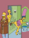 bart_simpson bent_over big_breasts big_penis breasts cleavage from_behind glory_hole homer_simpson incest marge_simpson mother_and_son penis the_fear the_simpsons yellow_skin