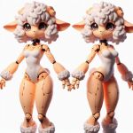  ai_generated big_eyes black_eyes bodysuit figurine horns robot_girl robot_humanoid robot_joints sheep sheep_girl sheep_horns sheep_tail white_fur wool wool_(fur) 