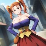  1girl ai_generated big_breasts breasts brown_eyes cf cleavage clothed_female dragon_quest dragon_quest_viii female_focus high_res jessica_albert long_hair patreon patreon_paid patreon_reward red_hair solo_female stable_diffusion teen twin_tails video_game_character video_game_franchise 