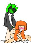  2022 2boys anal anal_sex blush gay_anal gay_sex green_hair hiper&#039;s_desventure hiper_(oc) jp20414(artist) mask mr.jeffrey oc old_oc orange_clothes sex traced white_background yaoi 