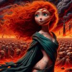  ai_generated brave freckles greek_clothes green_clothes green_clothing green_eyes looking_away merida red_hair redhead semi_nude tunic wavy_hair 