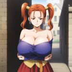 1girl ai_generated big_breasts breasts brown_eyes cf cleavage clothed_female dragon_quest dragon_quest_viii female_focus high_res jessica_albert long_hair patreon patreon_reward red_hair solo_female stable_diffusion teen twin_tails video_game_character video_game_franchise