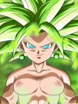  blonde_hair dragon_ball_super green_eyes kefla kefla_(dragon_ball_super) looking_at_viewer medium_breasts muscular_female nekom14 nipples potara_earrings super_saiyan topless 