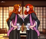 2_girls bleach breast_press bushinryu11 crossover disney jessica_rabbit matsumoto_rangiku orange_hair rangiku_matsumoto red_hair symmetrical_docking who_framed_roger_rabbit