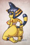 animal_crossing ankha ankha_(animal_crossing) anus blue_hair nintendo nipples pussy sideboob tail thick_thighs wide_hips zaboom_(artist)