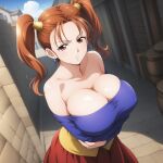 1girl ai_generated big_breasts breasts brown_eyes cf cleavage clothed_female dragon_quest dragon_quest_viii female_focus high_res jessica_albert long_hair patreon patreon_reward red_hair solo_female stable_diffusion teen twin_tails video_game_character video_game_franchise