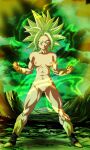  blonde_hair dragon_ball_super green_eyes kefla medium_breasts muscular_female nekom14 nipples nude_female potara_earrings pussy spread_legs super_saiyan 