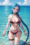  1girl ai_generated aigeneratedp aiwaifu anime female_only hentai jinx_(league_of_legends) league_of_legends ocean outside trynectar.ai 