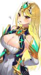  1girl alluring big_breasts blonde_hair cleavage mythra mythra_(xenoblade) nintendo tiara xenoblade_(series) xenoblade_chronicles_2 yasaikakiage yellow_eyes 