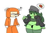  ! !? ... 1femboy 2022 2boys :3 ? femboy funny green_hair green_skin grey_hat hiper_(oc) jp20414(artist) mr.jeffrey orange_clothes orange_penis traced wtf yaoi 