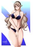 1girl alluring blue_panties breasts corrin_(fire_emblem) corrin_(fire_emblem)_(female) female_only fire_emblem fire_emblem_fates light-skinned_female light_skin looking_at_viewer nintendo panties solo_female sonicheroxd white_hair