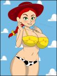 1girl 1girl bra cowboy_hat disney jessie_(toy_story) looking_at_viewer panties red_hair saputodraws toy_story