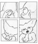 ambiguous_gender canine_penis closed_eyes comic cth cum cum_in_mouth digimon erection fellatio gaomon gatomon half-closed_eyes knot male monochrome open_mouth oral oral_sex penis sex sheath testicles