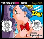 1girl beerus bulma_briefs comic dragon_ball dragon_ball_super fear imminent_sex interspecies patreon super_melons text