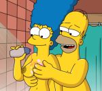 breast_massage breasts homer_simpson marge_simpson nipples nude shower the_simpsons