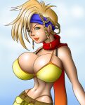 1girl arctic_ruins arcticwinds big_breasts bikini bimbo blonde_hair breasts cleavage female_only final_fantasy final_fantasy_x final_fantasy_x-2 gigantic_breasts green_eyes huge_breasts looking_at_viewer rikku seductive smile thong whale_tail