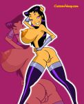 anus ass attractive_look big_breasts black_hair blackfire breasts cartoonvalley.com dc flirt hair nipples pussy riff_(artist) teen_titans