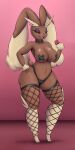  1girl an-tonio big_ass big_breasts brown_skin bunny bunny_ears cute lingerie lopunny pasties posing rabbit seductive seductive_smile sexy_pose 