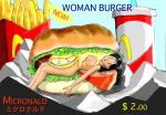 1girl burger food hamburger mcdonald's