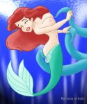  1girl big_breasts breasts disney female helix humanoid mermaid navel nipples nude ocean princess_ariel sea solo tagme tentacle text the_little_mermaid underwater water 